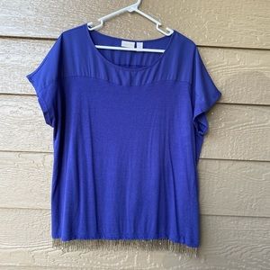 Chico’s beaded fringe trim women's blouse top purple